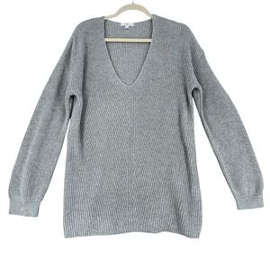 BP Long Sleeve V Neck Ribbed Knit Tunic Sweater Womens‎ XL Gray